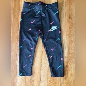 Nike Toddler Black Leggings with Colorful Swooshes 2T EUC
